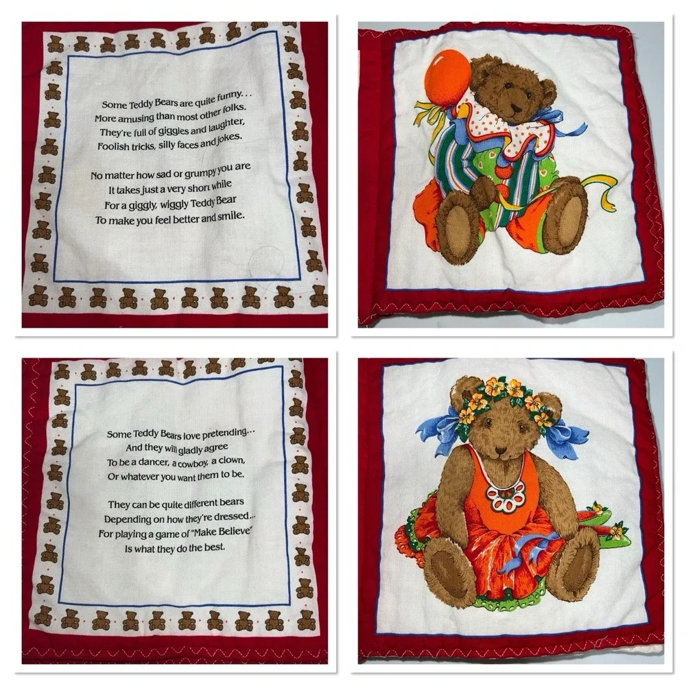 Vintage Cranston Teddy Bear Cloth Book B Is For Bears Handmade Fabric Book 9 X 9